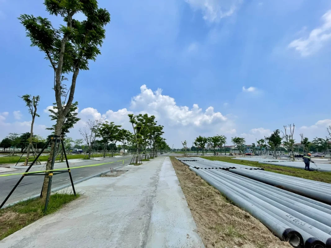 Hạ tầng đã hoàn chỉnh, vỉa hè, cây xanh đã hoàn thiện, đang ép cọc xây dựng 323 căn đầu tiên