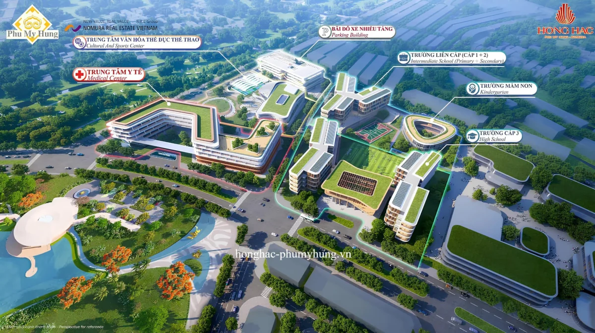 Dự Án Hồng Hạc Phú Mỹ Hưng City Bắc Ninh - Bảng Giá Tháng 12/2025 63 Hệ thống tiện ích trường học, bệnh viện, thể thao, trung tâm thương mại trong khu đô thị Hồng Hạc
