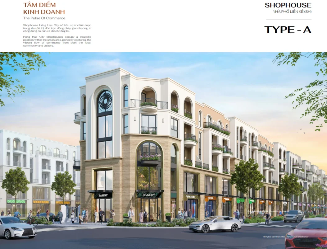 Thiết kế shophouse giai đoạn 2 dự án Hồng Hạc City với 2 mặt tiền kinh doanh, diện tích 6x20, xây sẵn 5 tầng, hơn 441m2 diện tích sàn được ốp đá 2 tầng tạo phong cách sống kết hợp kinh doanh sang trọng và riêng tư Thiết kế shophouse giai đoạn 2 dự án Hồng Hạc City